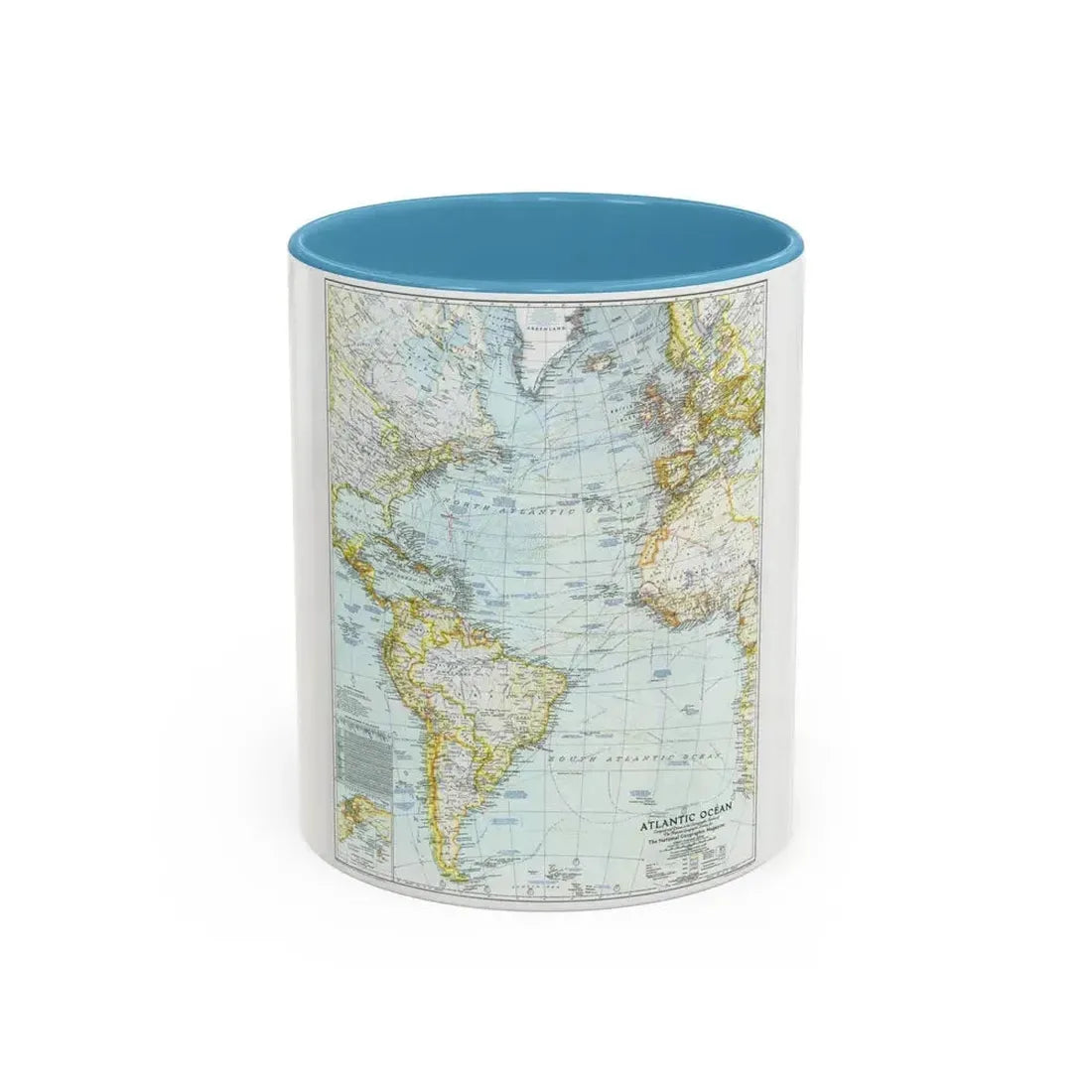 Atlantic Ocean (1941) (Map) Accent Coffee Mug 11oz Light Blue - Go Mug Yourself