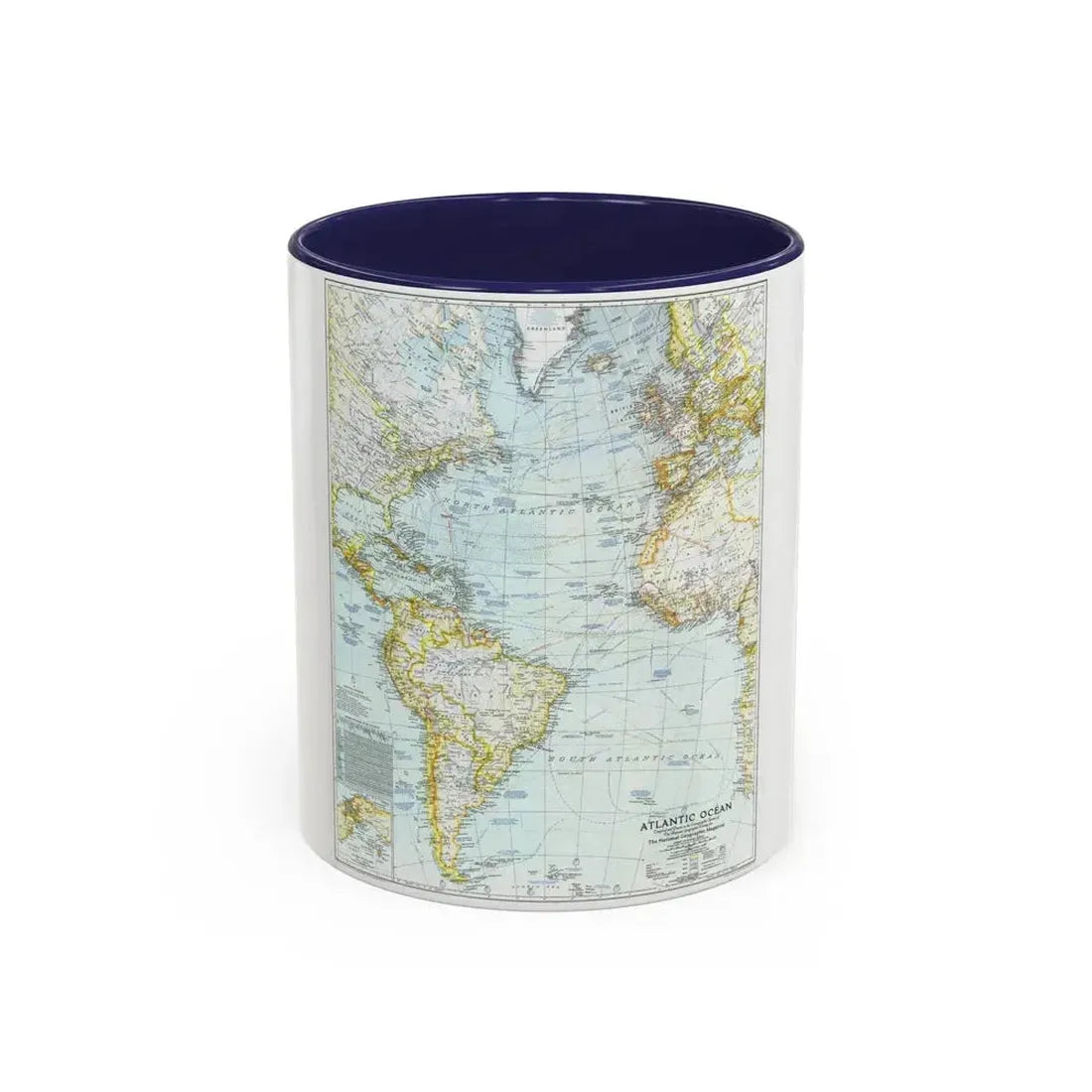 Atlantic Ocean (1941) (Map) Accent Coffee Mug 11oz Navy - Go Mug Yourself