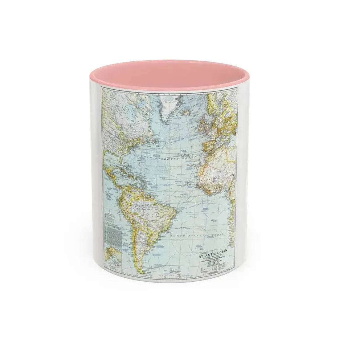 Atlantic Ocean (1941) (Map) Accent Coffee Mug 11oz Pink - Go Mug Yourself