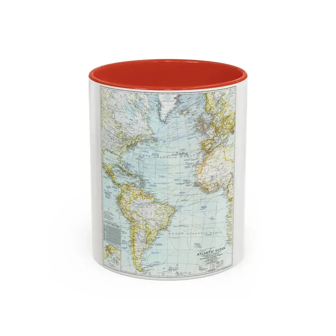 Atlantic Ocean (1941) (Map) Accent Coffee Mug 11oz Red - Go Mug Yourself
