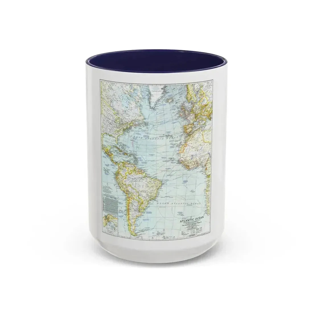 Atlantic Ocean (1941) (Map) Accent Coffee Mug 15oz Navy - Go Mug Yourself