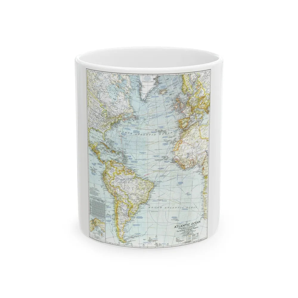 Atlantic Ocean (1941) (Map) White Coffee Mug-11oz-Go Mug Yourself