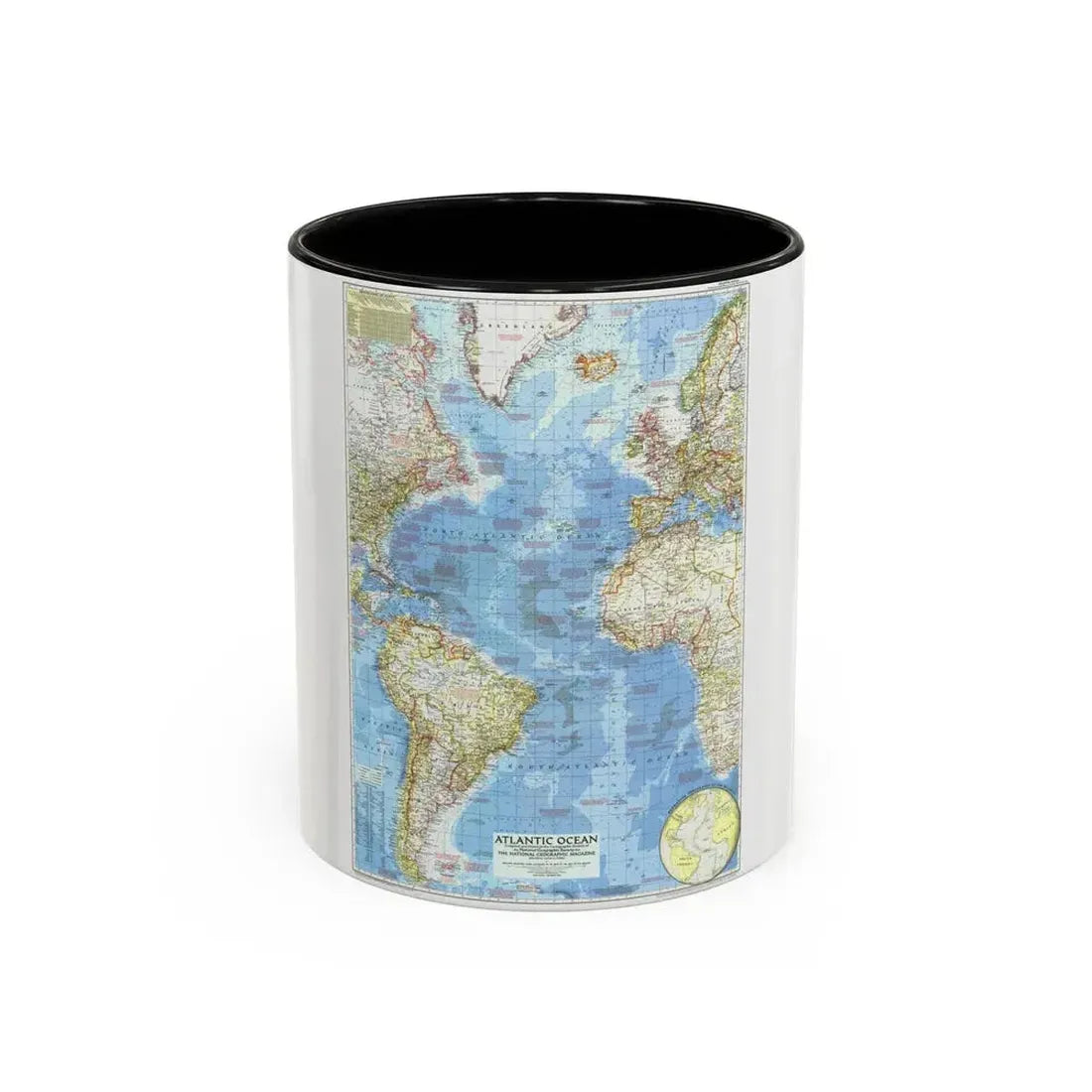Atlantic Ocean (1955) (Map) Accent Coffee Mug 11oz Black - Go Mug Yourself
