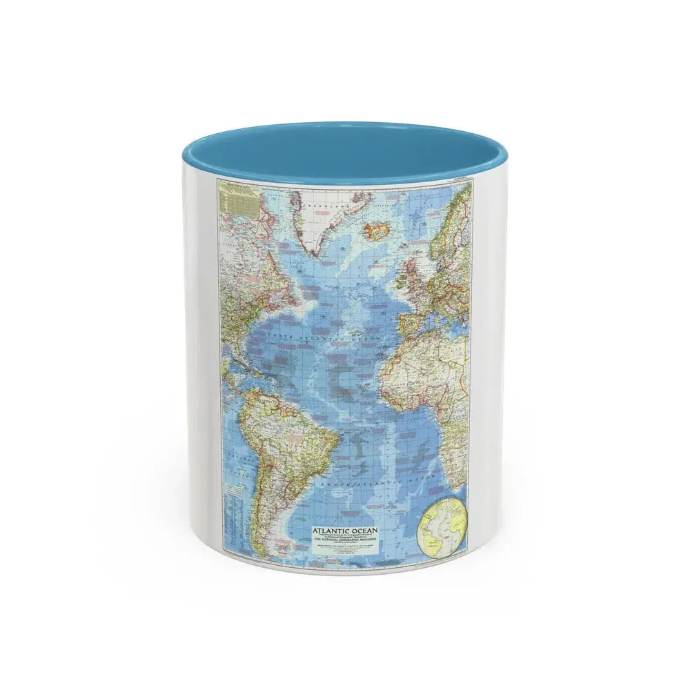 Atlantic Ocean (1955) (Map) Accent Coffee Mug 11oz Light Blue - Go Mug Yourself