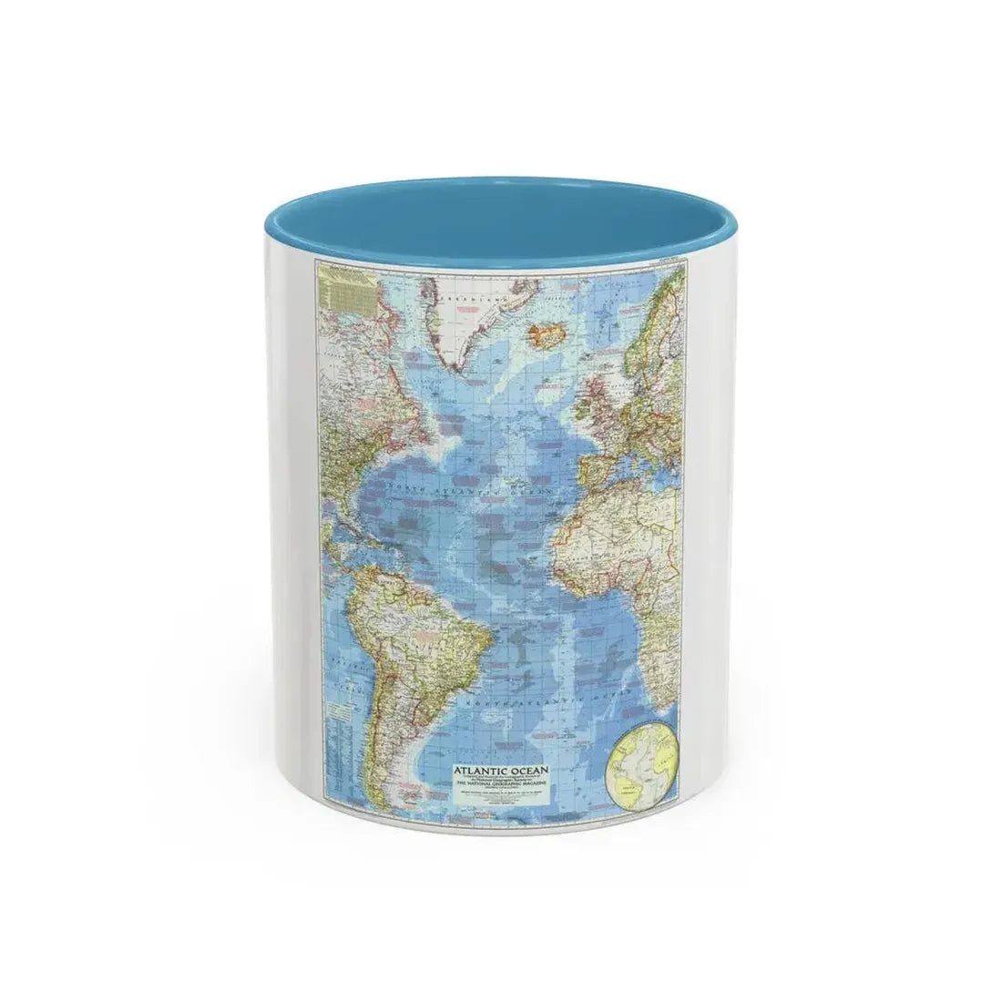 Atlantic Ocean (1955) (Map) Accent Coffee Mug 11oz Light Blue - Go Mug Yourself