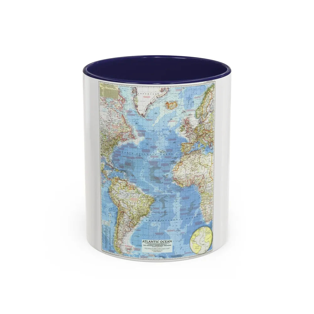 Atlantic Ocean (1955) (Map) Accent Coffee Mug-11oz-Navy-Go Mug Yourself