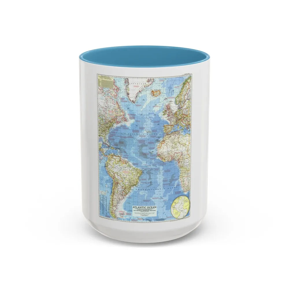 Atlantic Ocean (1955) (Map) Accent Coffee Mug-15oz-Light Blue-Go Mug Yourself