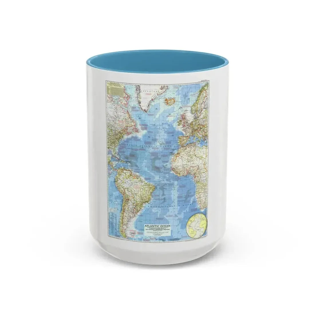 Atlantic Ocean (1955) (Map) Accent Coffee Mug 15oz Light Blue - Go Mug Yourself