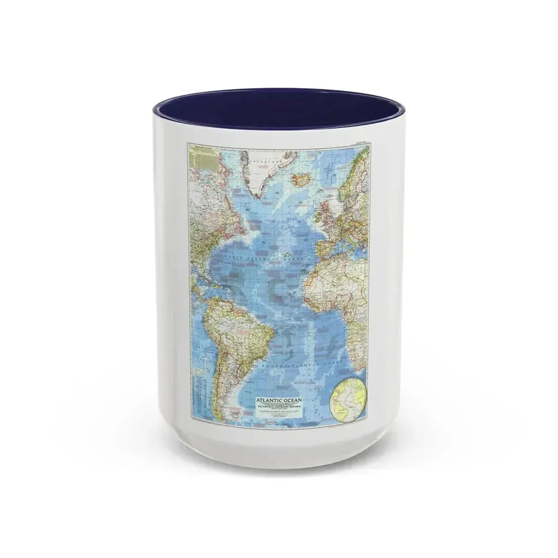 Atlantic Ocean (1955) (Map) Accent Coffee Mug 15oz Navy - Go Mug Yourself