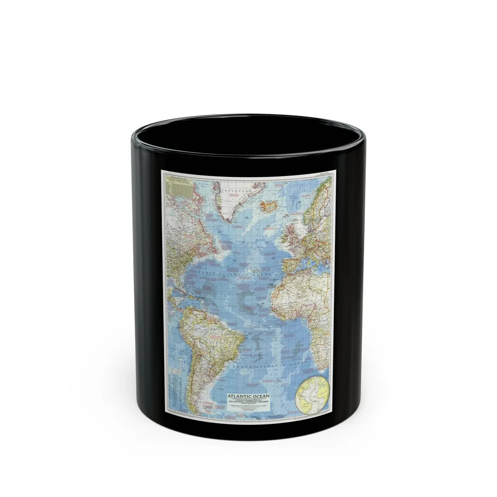 Atlantic Ocean (1955) (Map) Black Coffee Mug-11oz-Go Mug Yourself