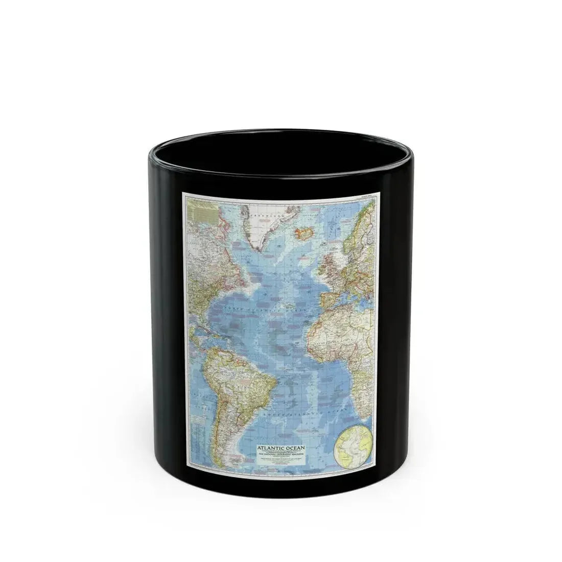 Atlantic Ocean (1955) (Map) Black Coffee Mug 11oz - Go Mug Yourself