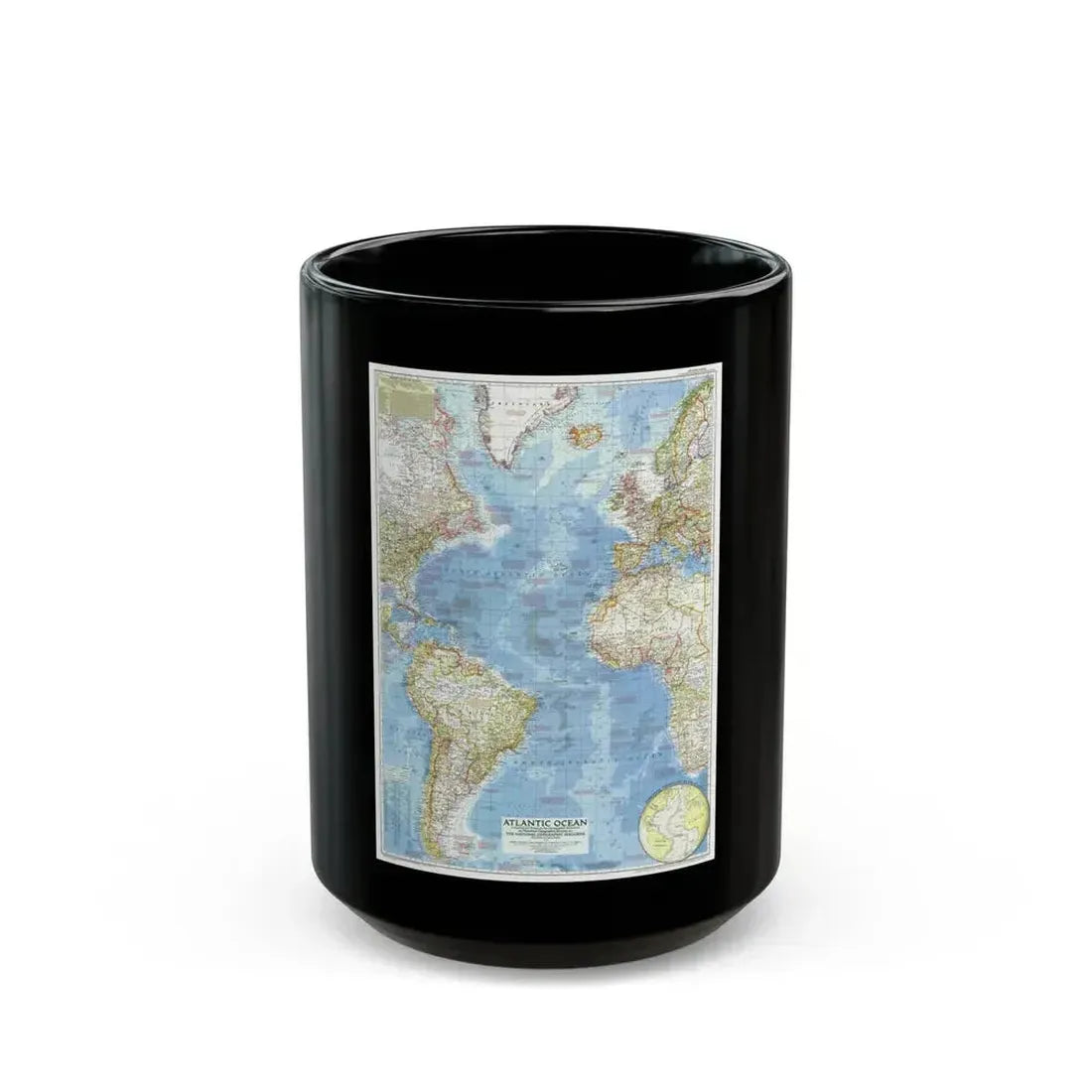 Atlantic Ocean (1955) (Map) Black Coffee Mug 15oz - Go Mug Yourself