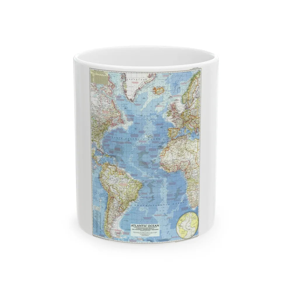 Atlantic Ocean (1955) (Map) White Coffee Mug-11oz-Go Mug Yourself