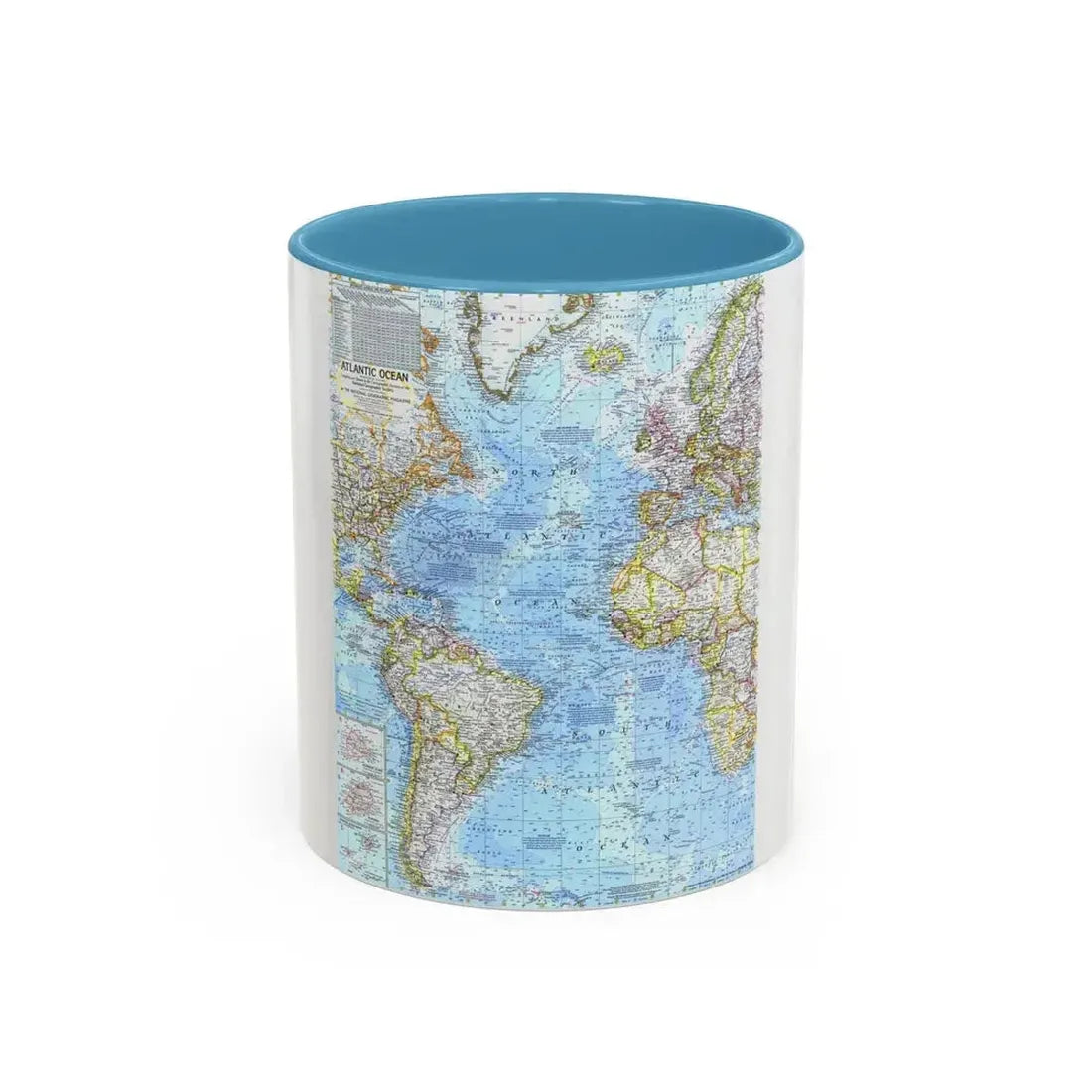 Atlantic Ocean (1968) (Map) Accent Coffee Mug 11oz Light Blue - Go Mug Yourself