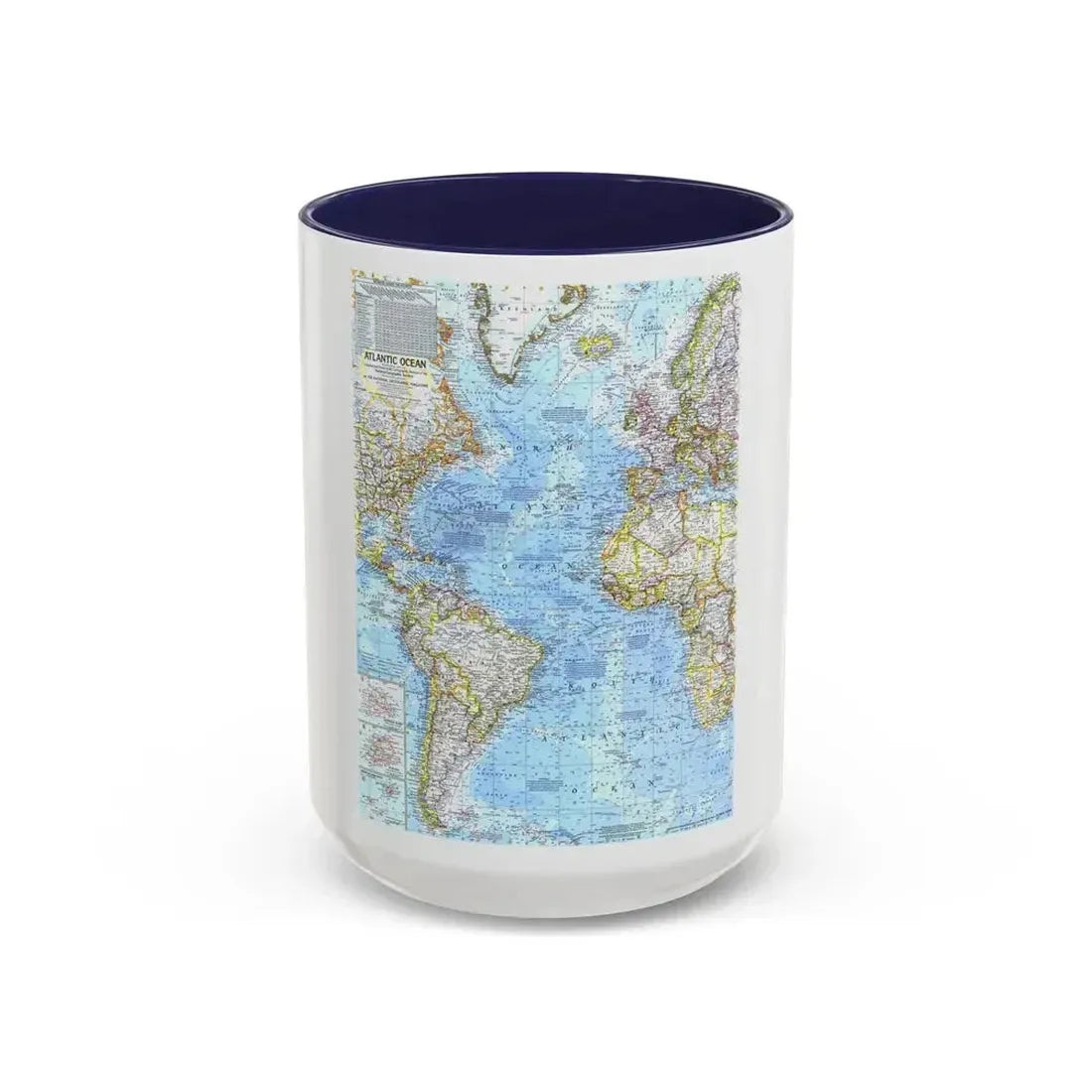 Atlantic Ocean (1968) (Map) Accent Coffee Mug 15oz Navy - Go Mug Yourself