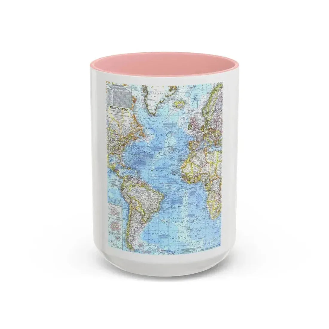 Atlantic Ocean (1968) (Map) Accent Coffee Mug 15oz Pink - Go Mug Yourself