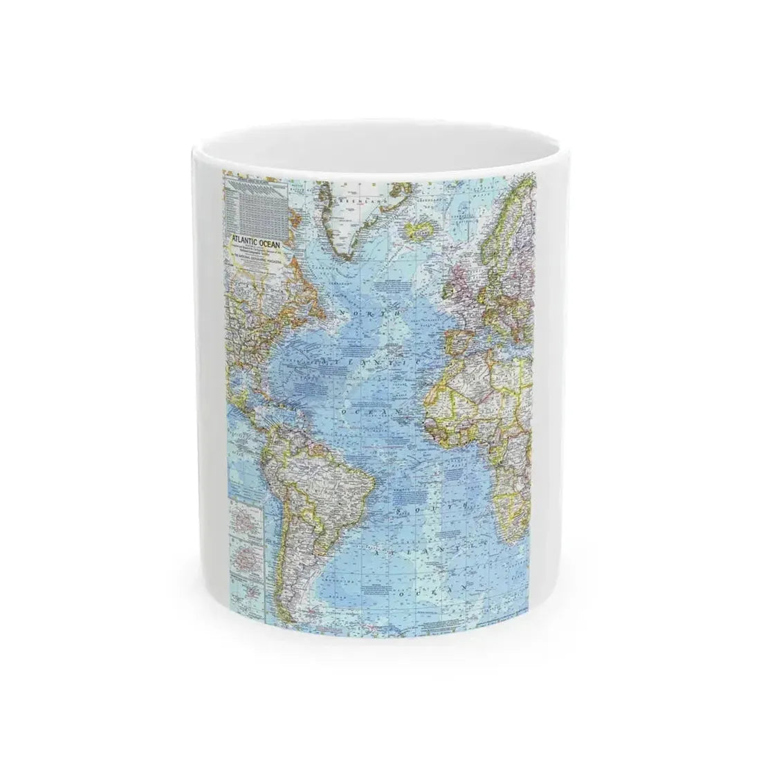 Atlantic Ocean (1968) (Map) White Coffee Mug 11oz - Go Mug Yourself