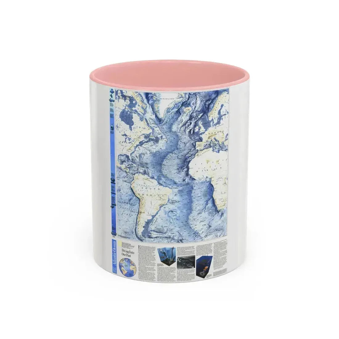 Atlantic Ocean (1990) (Map) Accent Coffee Mug 11oz Pink - Go Mug Yourself