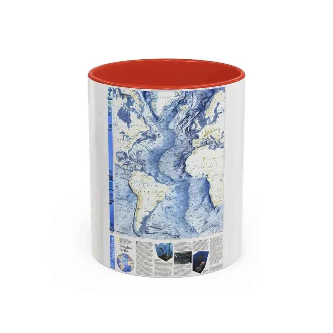 Atlantic Ocean (1990) (Map) Accent Coffee Mug 11oz Red - Go Mug Yourself