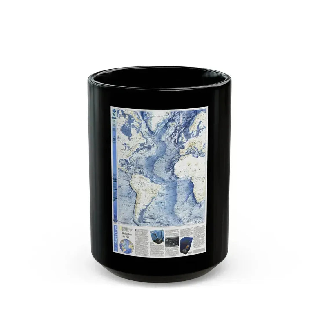 Atlantic Ocean (1990) (Map) Black Coffee Mug 15oz - Go Mug Yourself