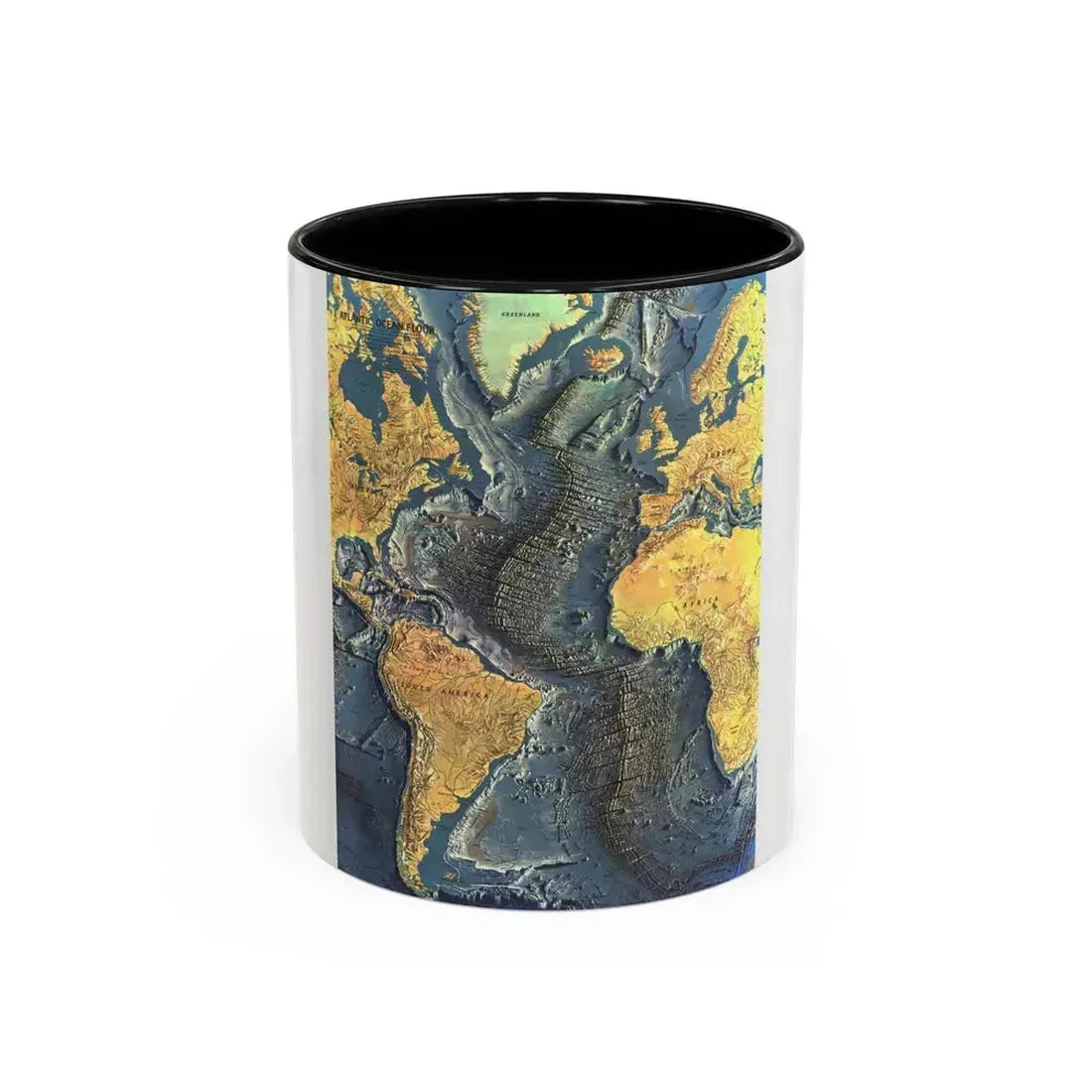 Atlantic Ocean Floor (1968) (Map) Accent Coffee Mug 11oz Black - Go Mug Yourself