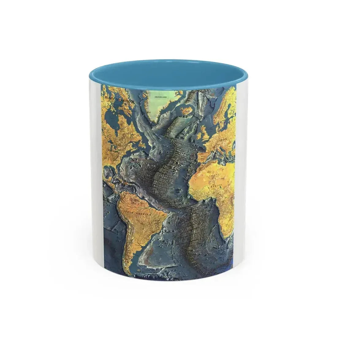 Atlantic Ocean Floor (1968) (Map) Accent Coffee Mug 11oz Light Blue - Go Mug Yourself