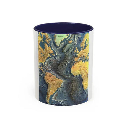 Atlantic Ocean Floor (1968) (Map) Accent Coffee Mug 11oz Navy - Go Mug Yourself