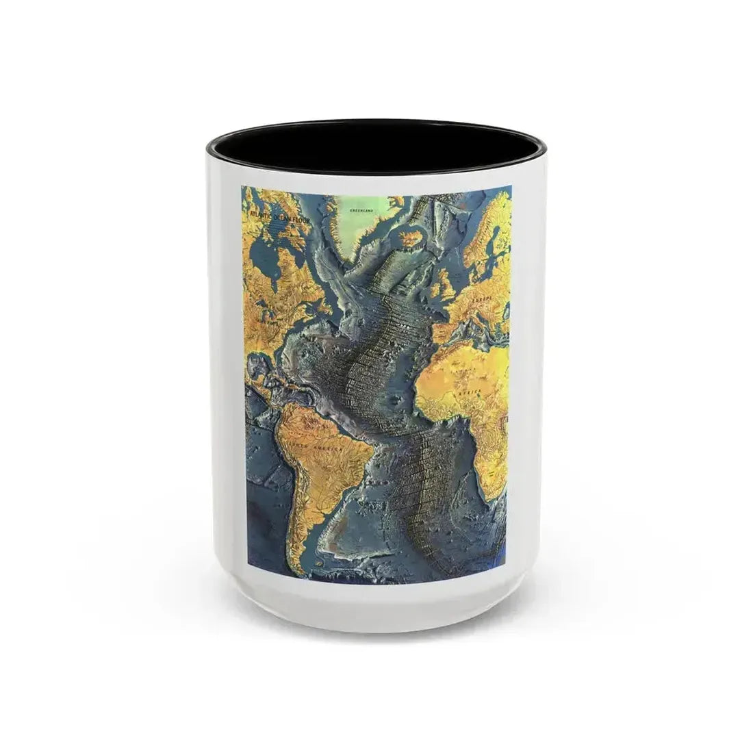 Atlantic Ocean Floor (1968) (Map) Accent Coffee Mug 15oz Black - Go Mug Yourself