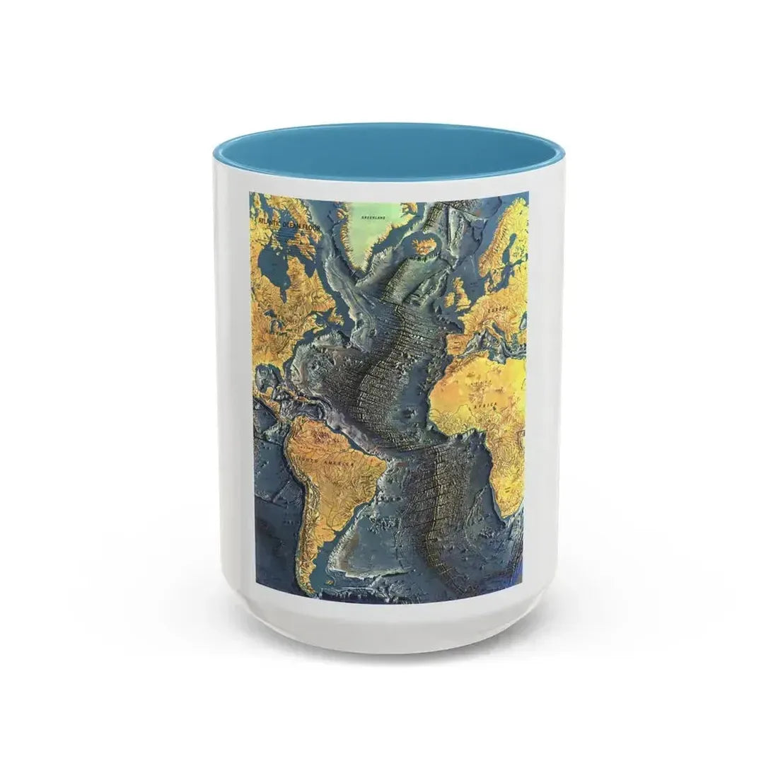 Atlantic Ocean Floor (1968) (Map) Accent Coffee Mug 15oz Light Blue - Go Mug Yourself