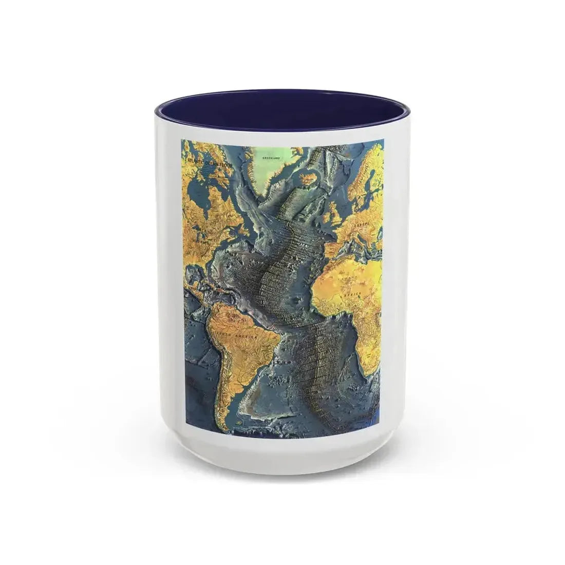 Atlantic Ocean Floor (1968) (Map) Accent Coffee Mug 15oz Navy - Go Mug Yourself
