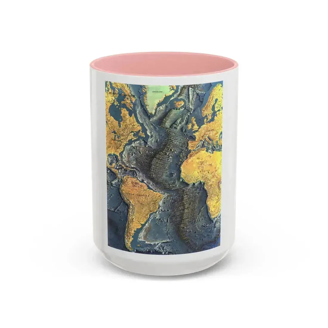 Atlantic Ocean Floor (1968) (Map) Accent Coffee Mug 15oz Pink - Go Mug Yourself