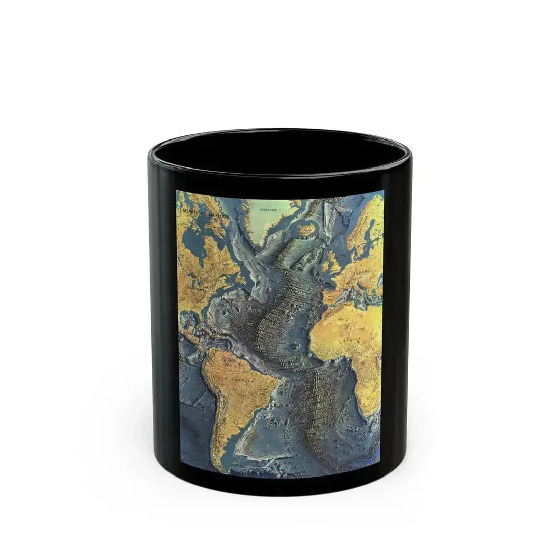 Atlantic Ocean Floor (1968) (Map) Black Coffee Mug 11oz - Go Mug Yourself