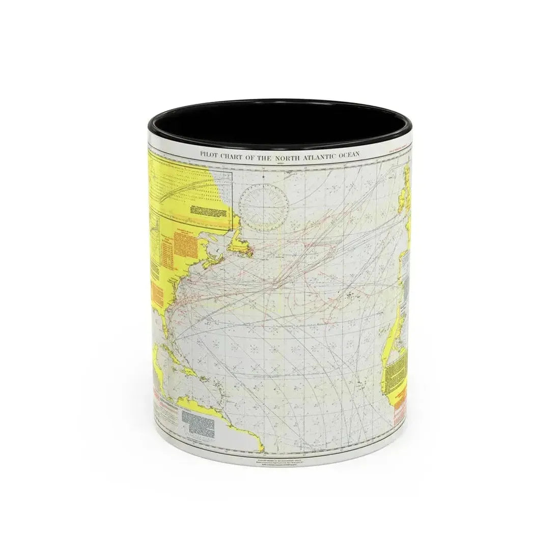 Atlantic Ocean - North (1903) (Map) Accent Coffee Mug 11oz Black - Go Mug Yourself