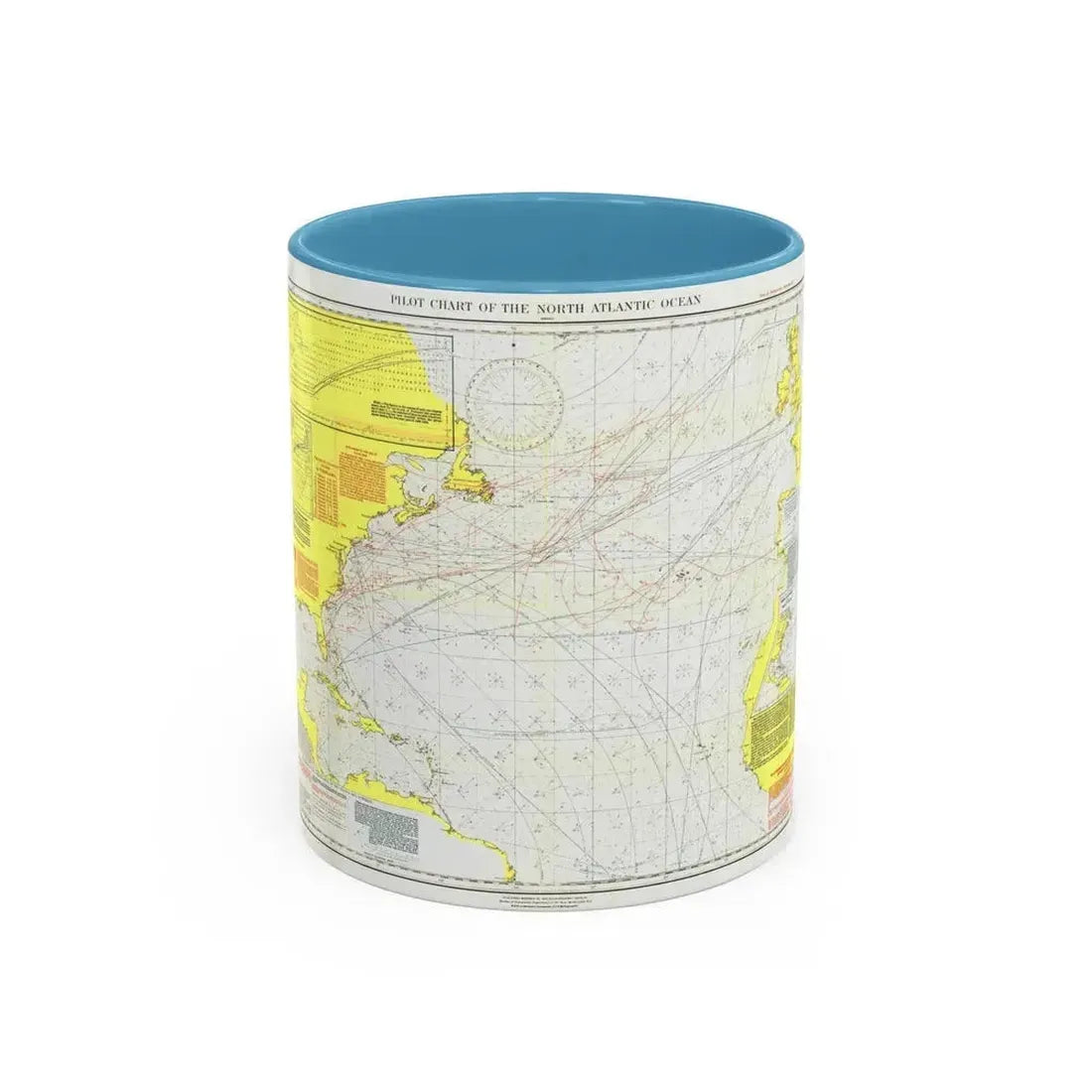 Atlantic Ocean - North (1903) (Map) Accent Coffee Mug 11oz Light Blue - Go Mug Yourself
