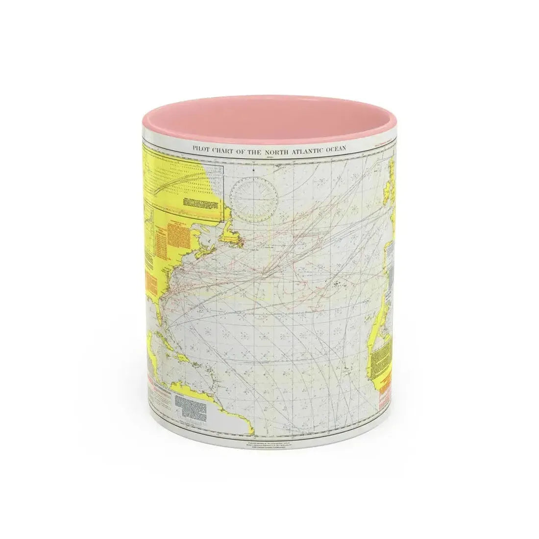 Atlantic Ocean - North (1903) (Map) Accent Coffee Mug 11oz Pink - Go Mug Yourself