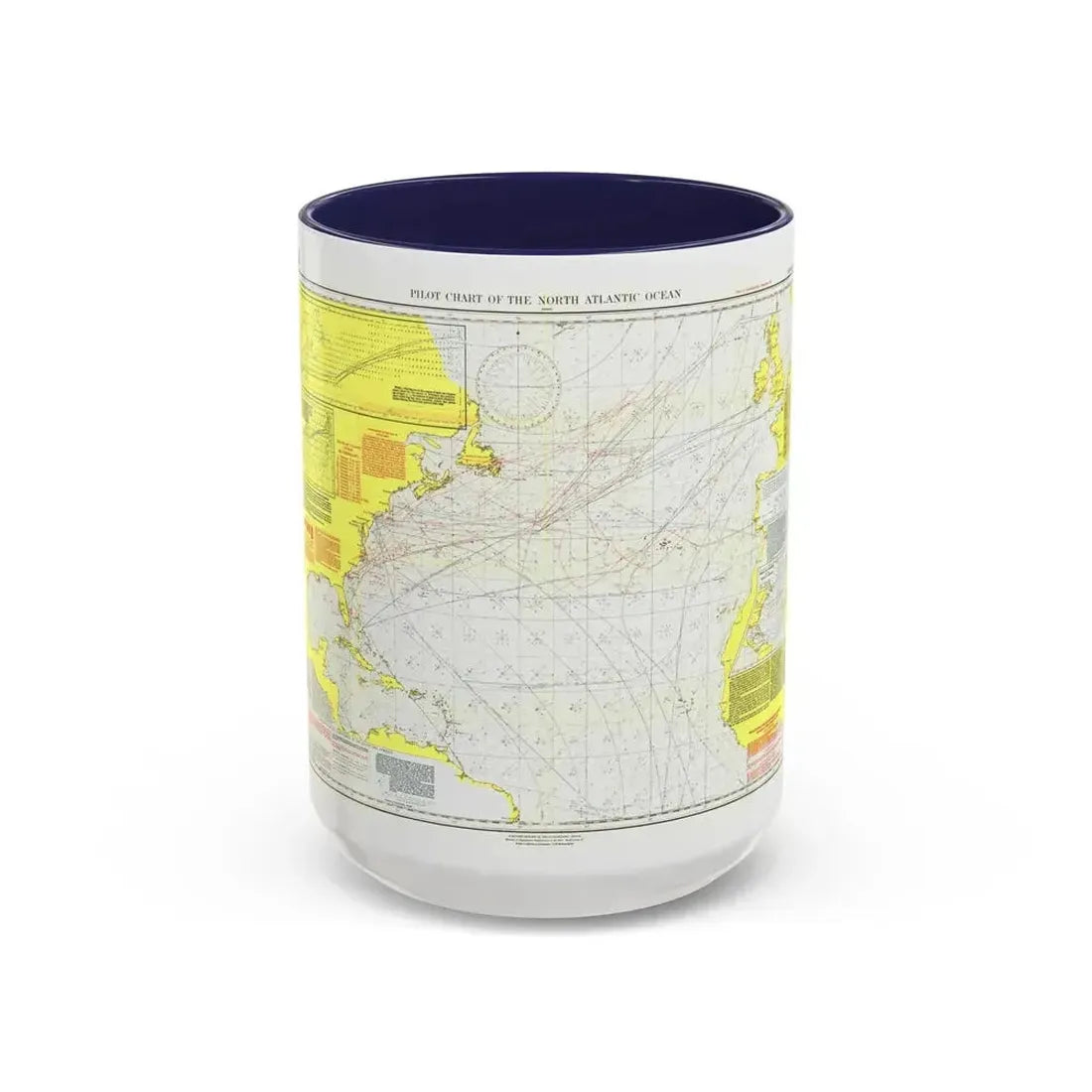 Atlantic Ocean - North (1903) (Map) Accent Coffee Mug 15oz Navy - Go Mug Yourself