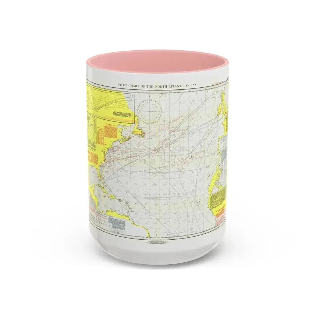 Atlantic Ocean - North (1903) (Map) Accent Coffee Mug 15oz Pink - Go Mug Yourself