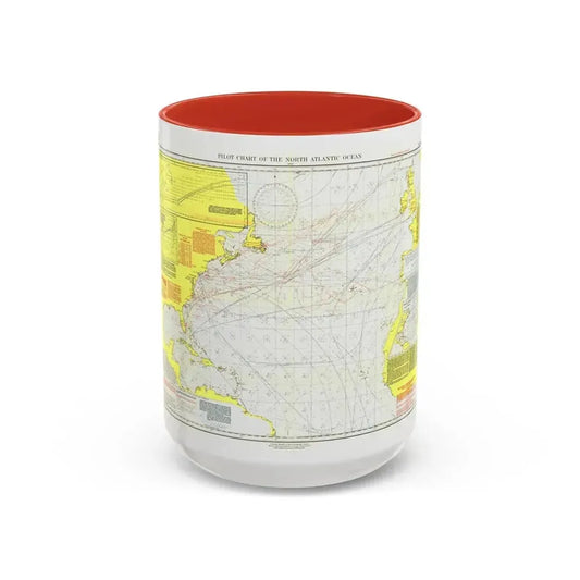 Atlantic Ocean - North (1903) (Map) Accent Coffee Mug 15oz Red - Go Mug Yourself