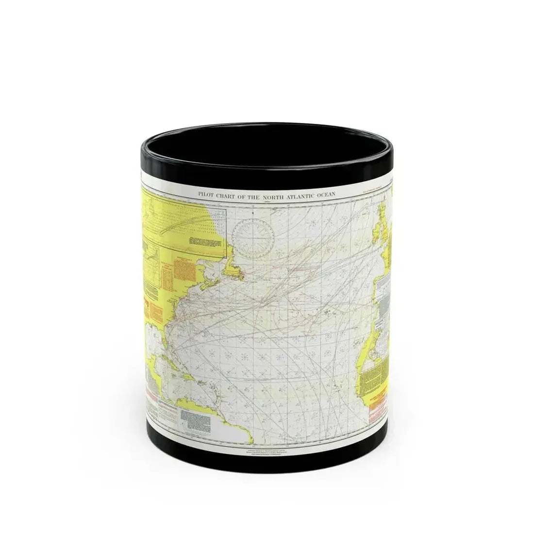 Atlantic Ocean - North (1903) (Map) Black Coffee Mug 11oz - Go Mug Yourself