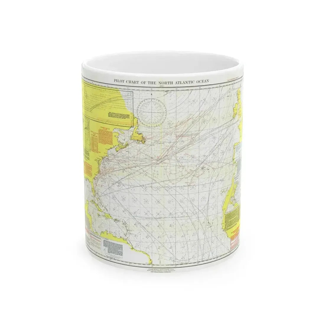 Atlantic Ocean - North (1903) (Map) White Coffee Mug 11oz - Go Mug Yourself