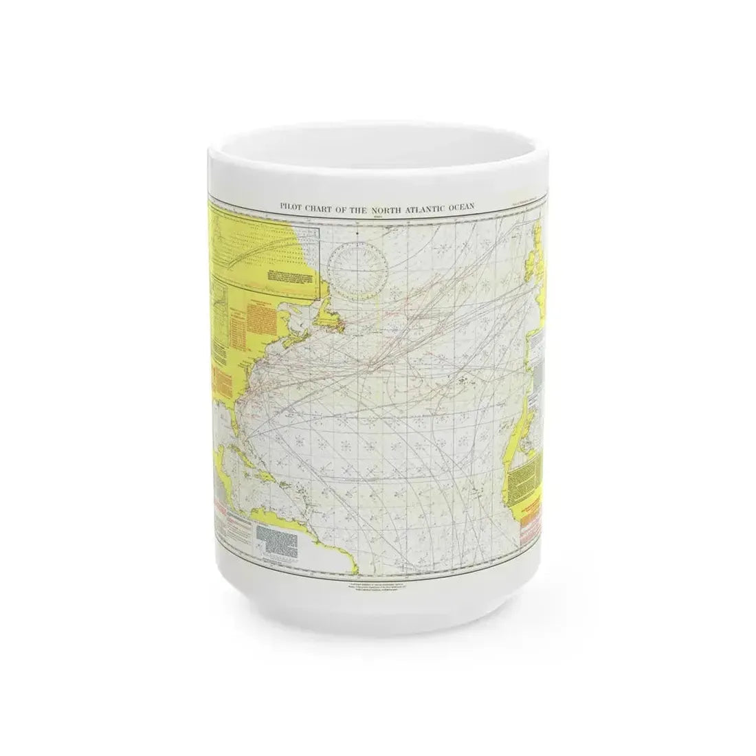 Atlantic Ocean - North (1903) (Map) White Coffee Mug 15oz - Go Mug Yourself
