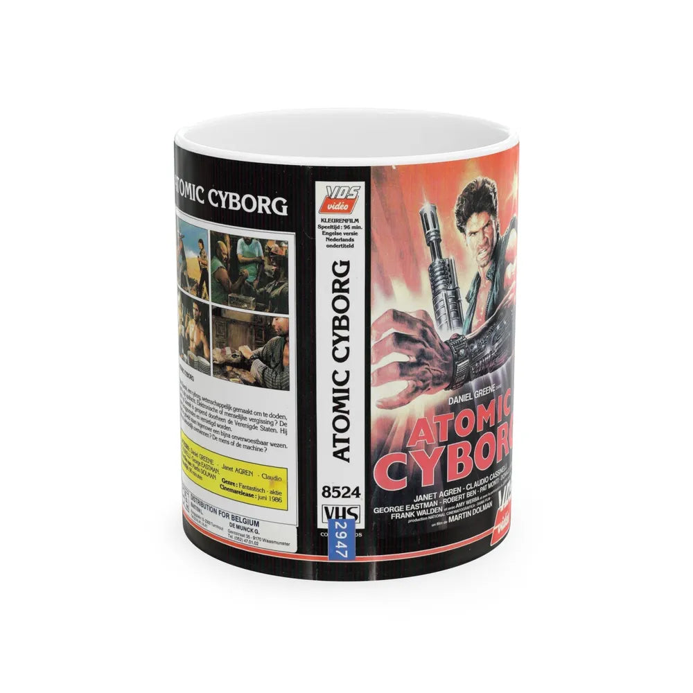 ATOMIC CYBORG (VHS COVER) - White Coffee Mug-11oz-Go Mug Yourself