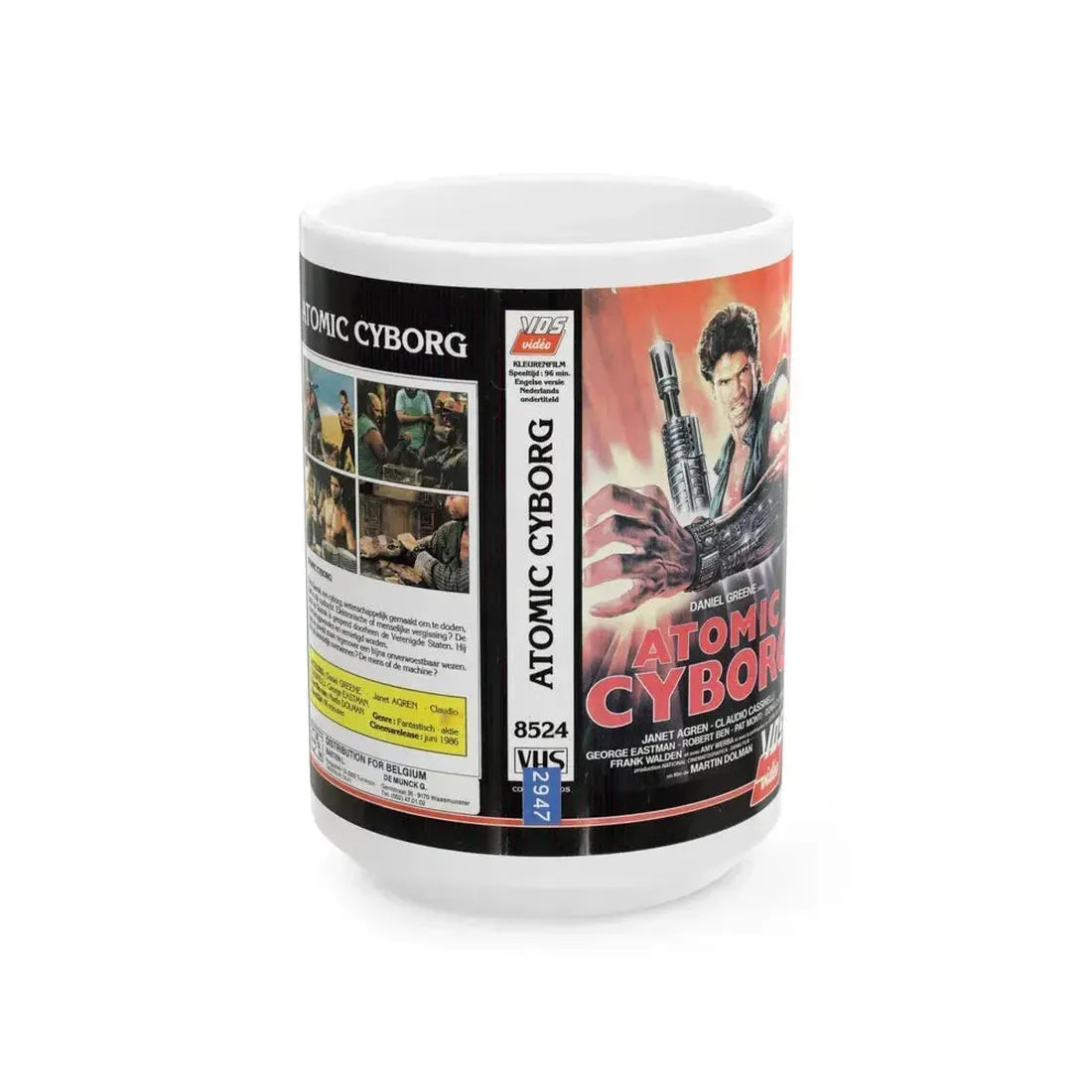 ATOMIC CYBORG (VHS COVER) - White Coffee Mug 15oz - Go Mug Yourself