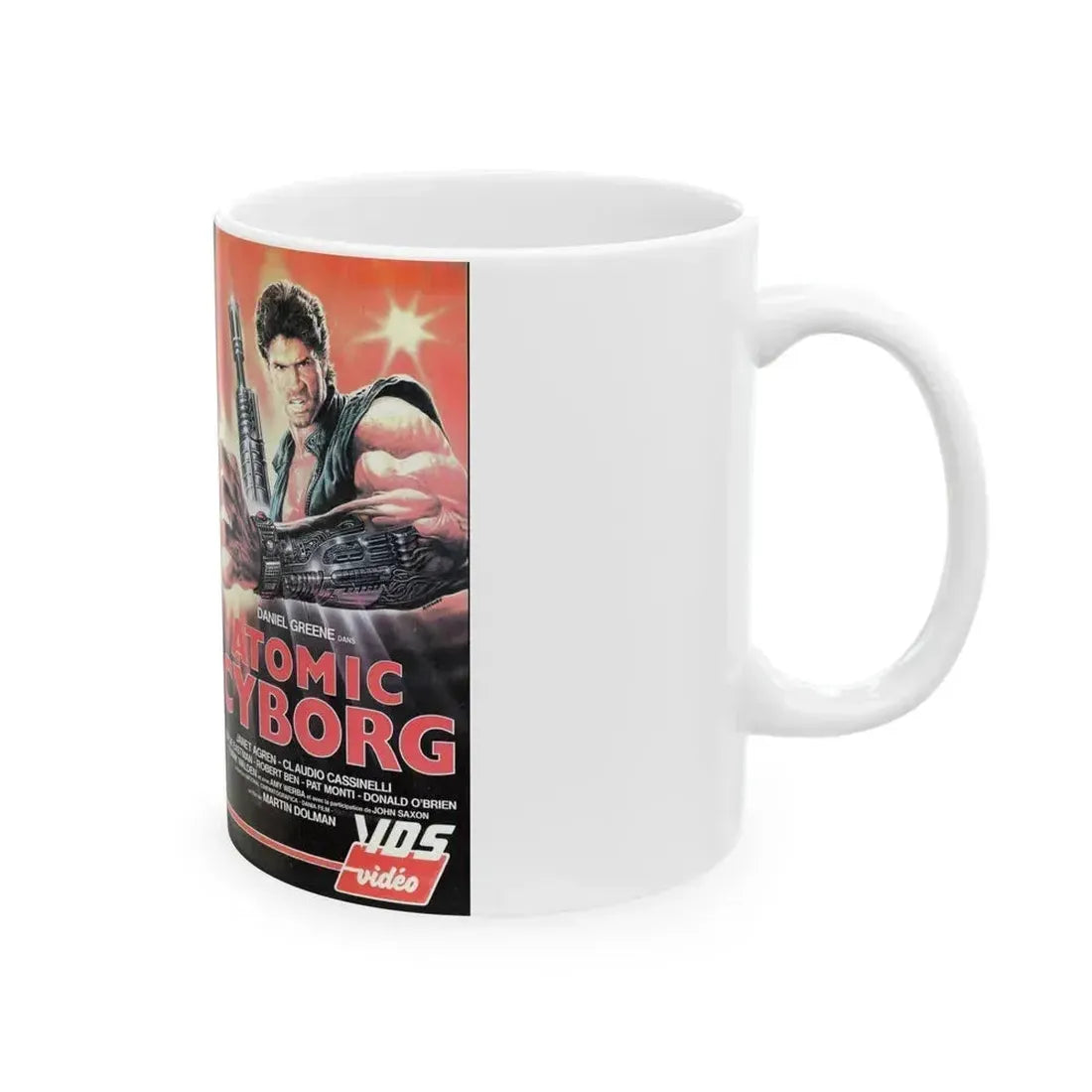 ATOMIC CYBORG (VHS COVER) - White Coffee Mug - Go Mug Yourself