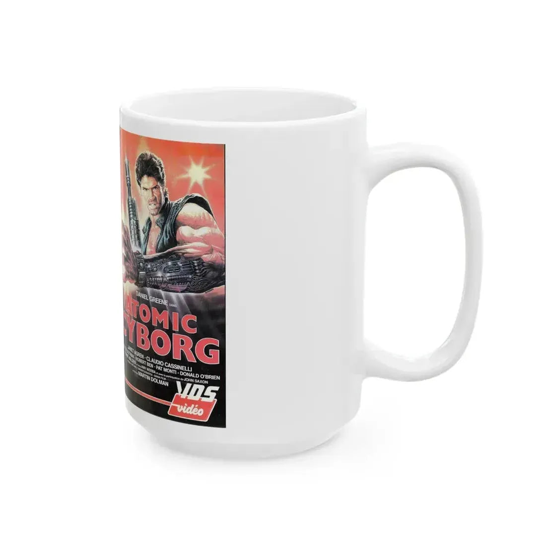 ATOMIC CYBORG (VHS COVER) - White Coffee Mug - Go Mug Yourself