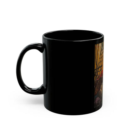 Attack on the High Seas, Treasure Island interior illustration - Black Coffee Mug-Go Mug Yourself