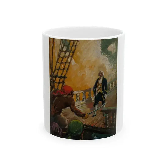 Attack on the High Seas, Treasure Island interior illustration - White Coffee Mug 11oz - Go Mug Yourself