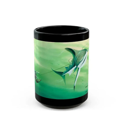 Attacked By A Killer Shark, Reader's Digest interior illustration, April 1972 - Black Coffee Mug 15oz - Go Mug Yourself