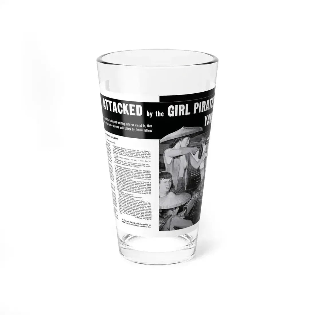 Attacked by the Girl Pirates of the Yangtze, Man's Life, January 1959 (Magazine Illustration) Pint Glass 16oz 16oz - Go Mug Yourself