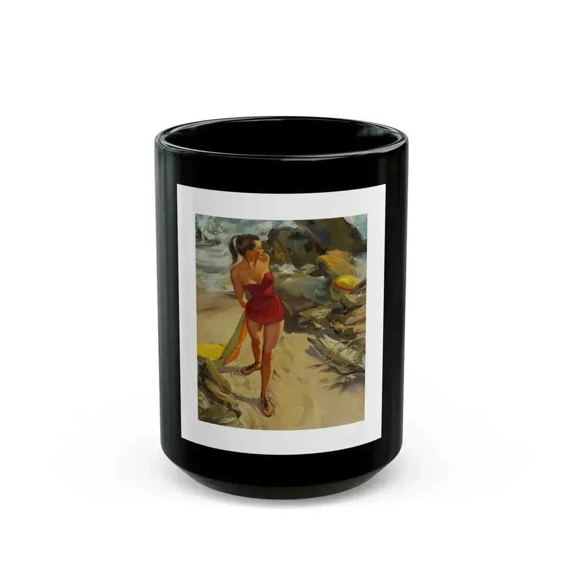 Attributed - Pin-up Glamour Art - Black Coffee Mug 15oz - Go Mug Yourself